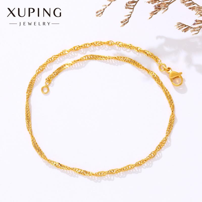 xuping jewelry amazon cross-border european and american simple water wave chain simple anklet cold wind foot ornaments online influencer jewelry