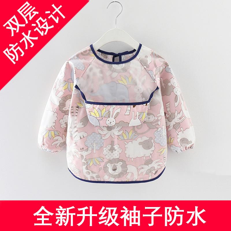 full waterproof children's gown long sleeve bib baby eating clothes apron cotton kids coverall baby bib protective clothing
