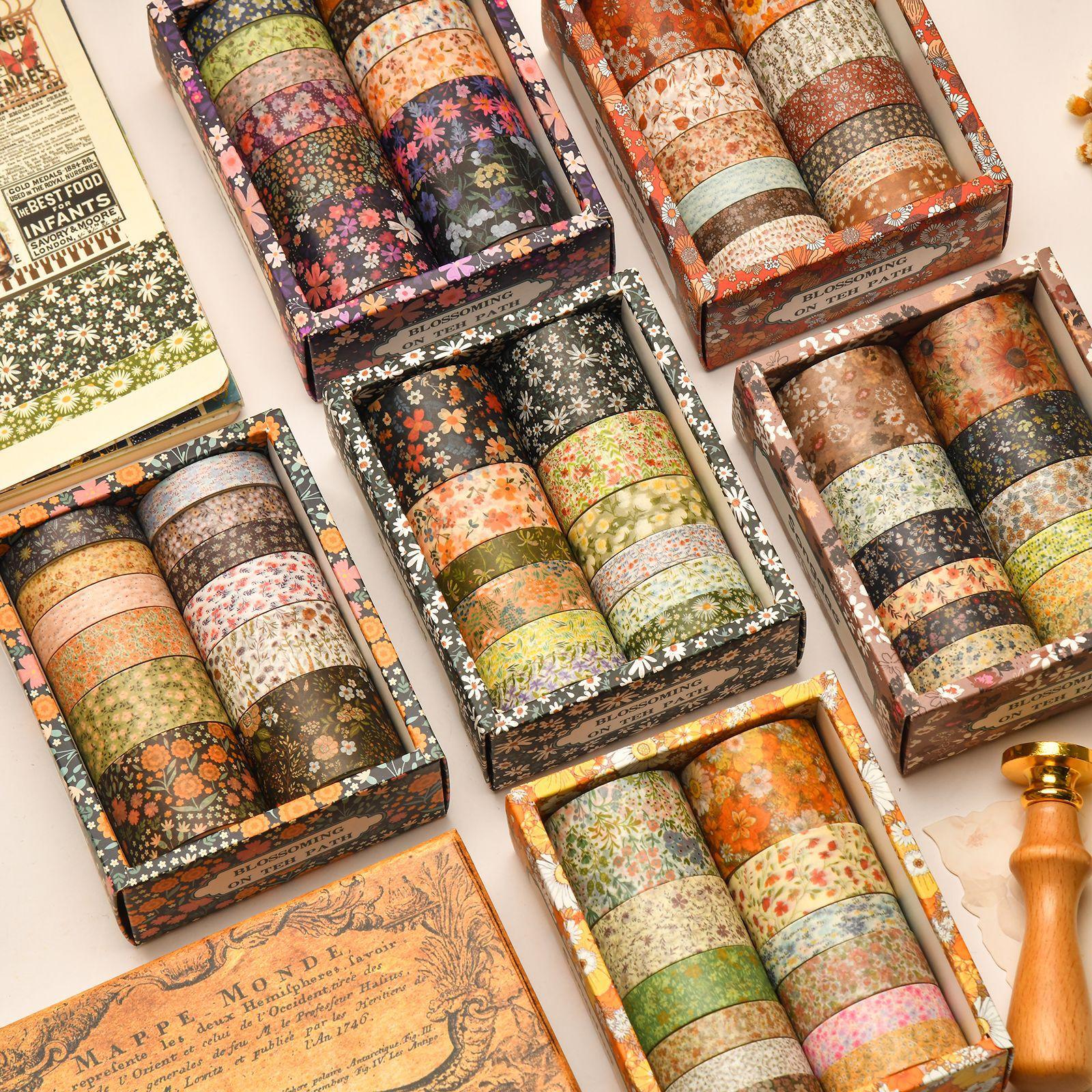 blossom in the field series hand account and paper adhesive tape gift set diy retro style tape plant decorative tapes