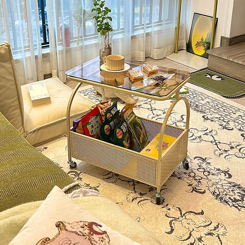 hyundai sofa and tea table living room and bedside trolley mobile creative shelves small table snack storage side table