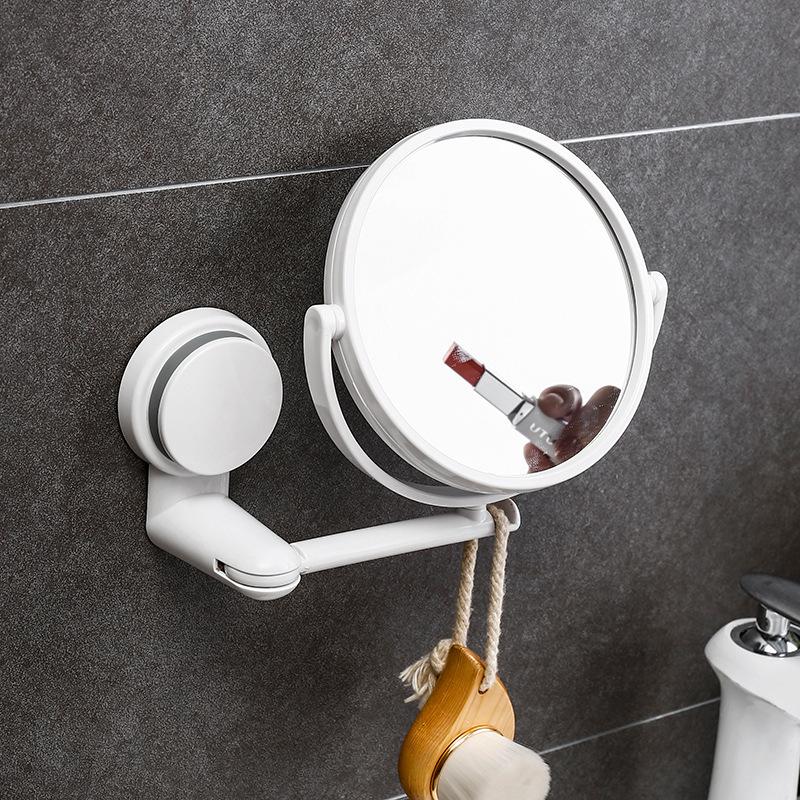 [creative] suction folding hairdressing mirror wall hanging adhesive dressing mirror punch-free rotatable cosmetic mirror round Application Scenario