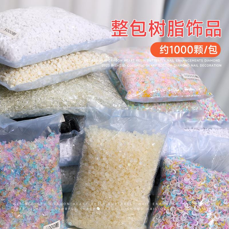 1000 pcs resin camellia love moon mixed package nail ornament flat bottom diy fingernail decoration wholesale