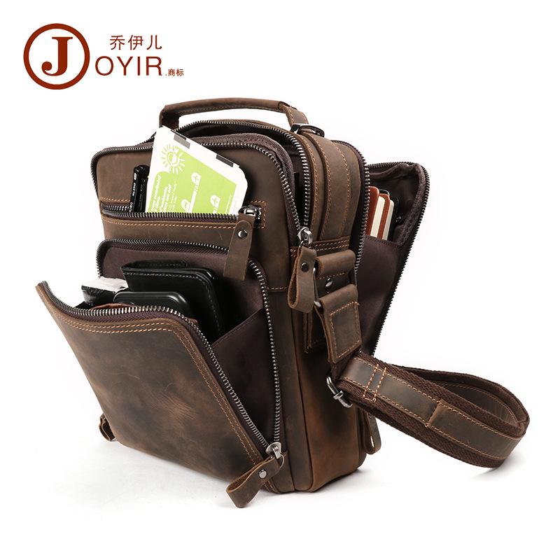 shoulder bag men's leather bag crazy horse leather crossbody bag casual retro large capacity men's real-leather bag cross-border new product
