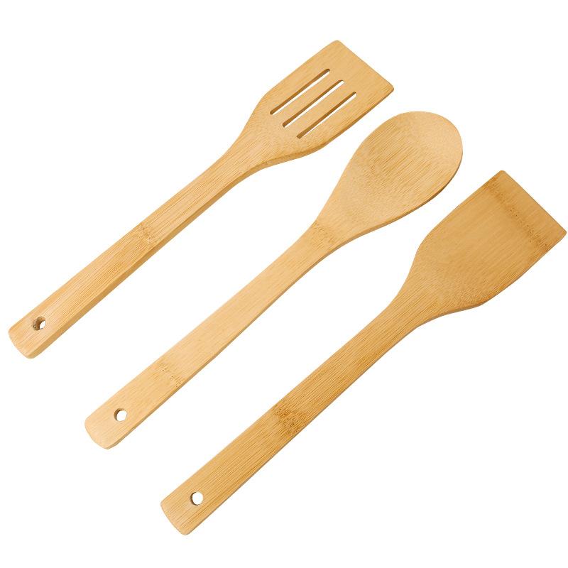alishan kitchenware suit bamboo ladel wholesale non-stick pan spatula bamboo spatula cookware laser engraved logo