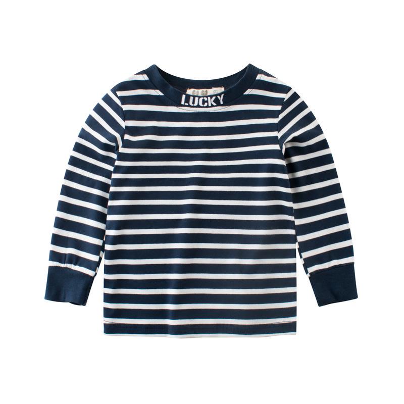 27kids Children's Clothing 2024 Autumn Children's T-shirt Girls' Bottoming Shirt Baby Clothes Striped Shirt One Piece Dropshipping