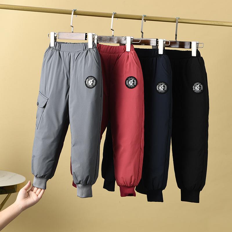 children's down pants boys girls outer wear warm white duck down middle and big children kid baby thickened work clothes pants winter