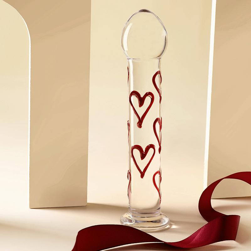 Red Heart Glass Dildo Glass Penis Sex Product Female Glass Dildo Box Gauge: 50 Pcs/Box