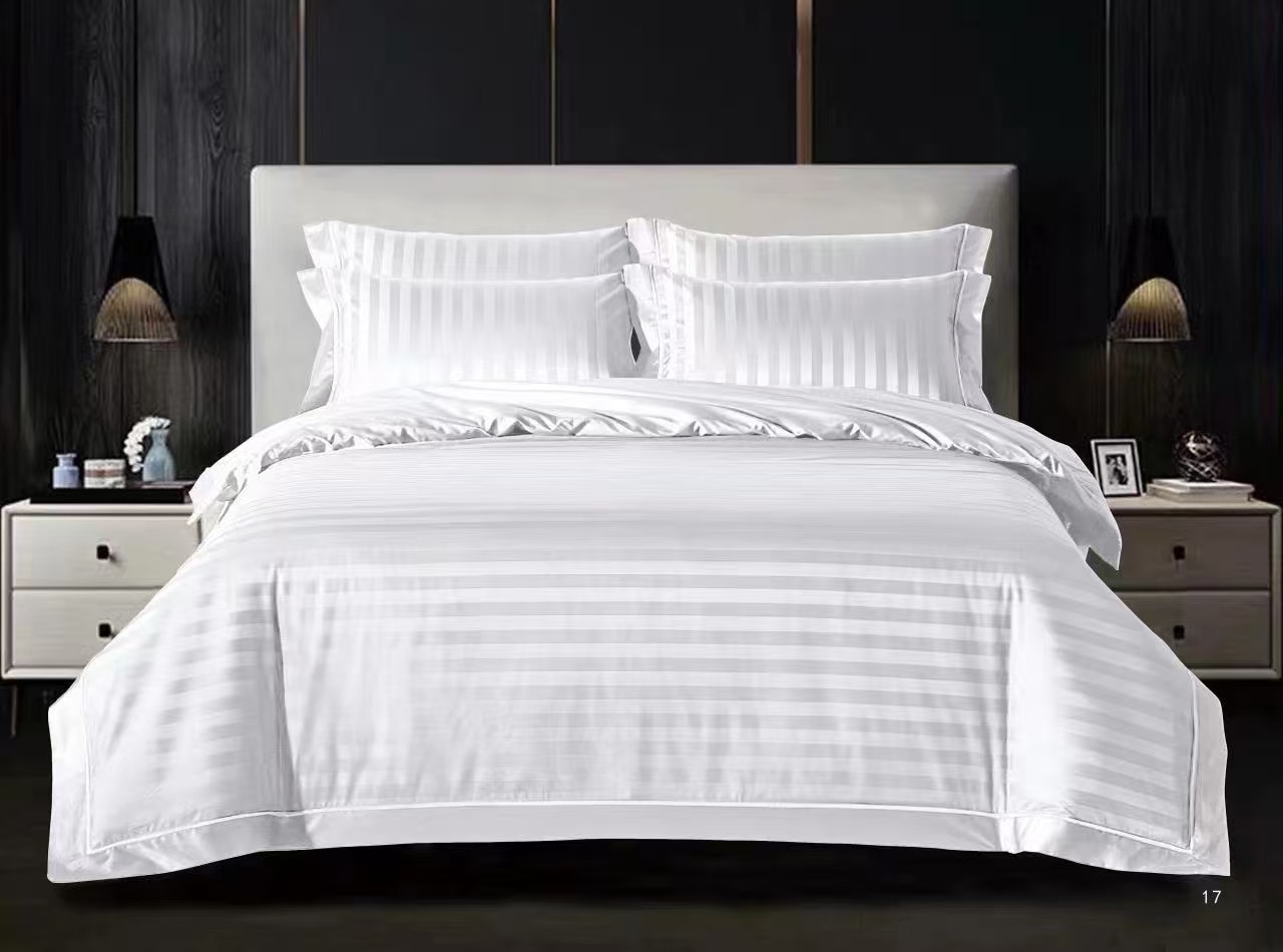 Wholesale of hotel four-piece sets, white hotel and homestay bed sheets, quilt covers, bedding, linen and satin strip sets