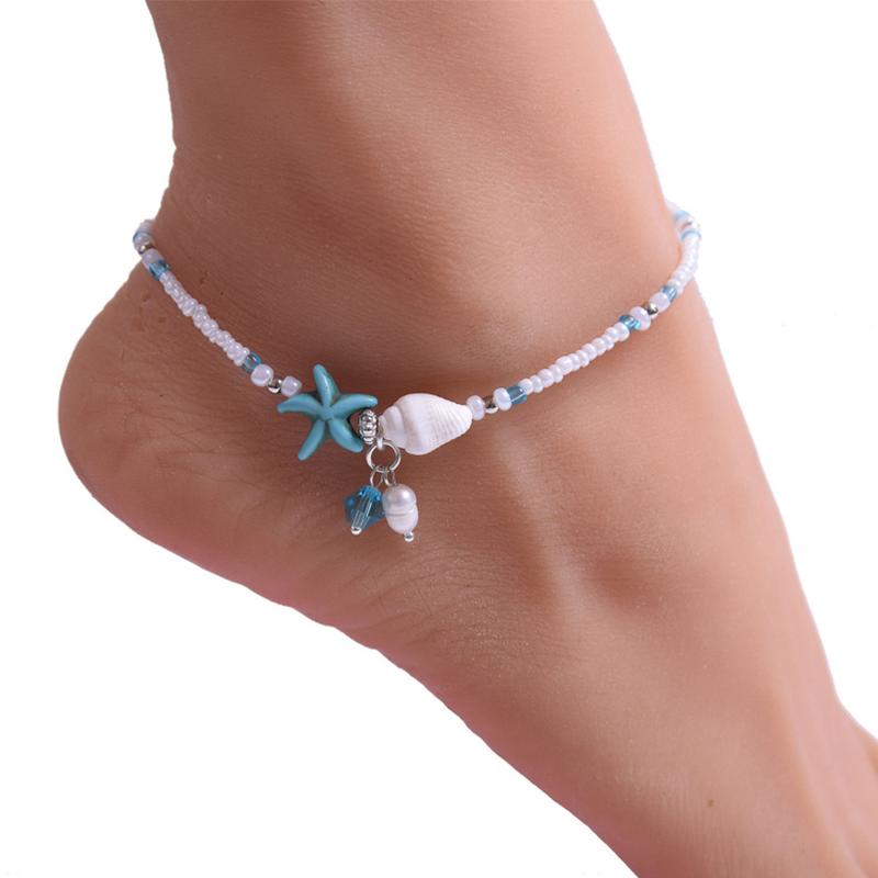Bohemian Cross-Border Starfish Woven Anklet Accessories Summer Beach Shell Conch Anklet