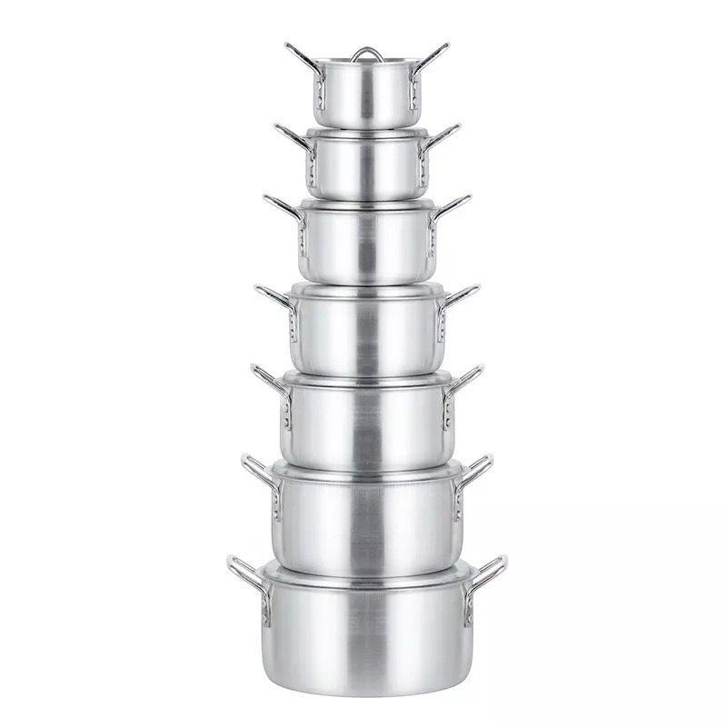sanding aluminum soup pot household pots cross-border hot products an aluminum pot 7 pieces pot set hotel cookware 14 pieces aluminum pot suit