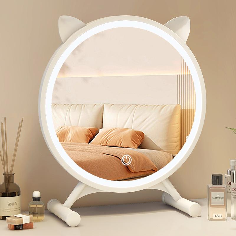 Smart Led Make-up Mirror Girls' Bedroom Dressing Table with Light Mirror Student Dormitory Desktop Desktop Ins Dressing Mirror