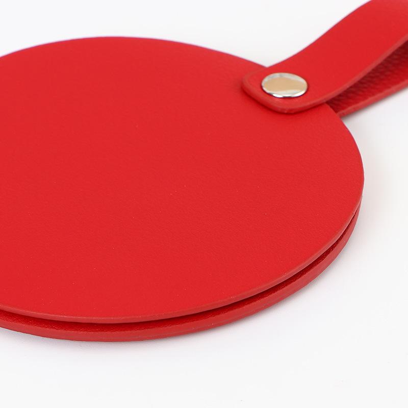 korean mini portable gift mirror leather creative flip dorm dressing cosmetic mirror simple small circular mirror Application Scenario