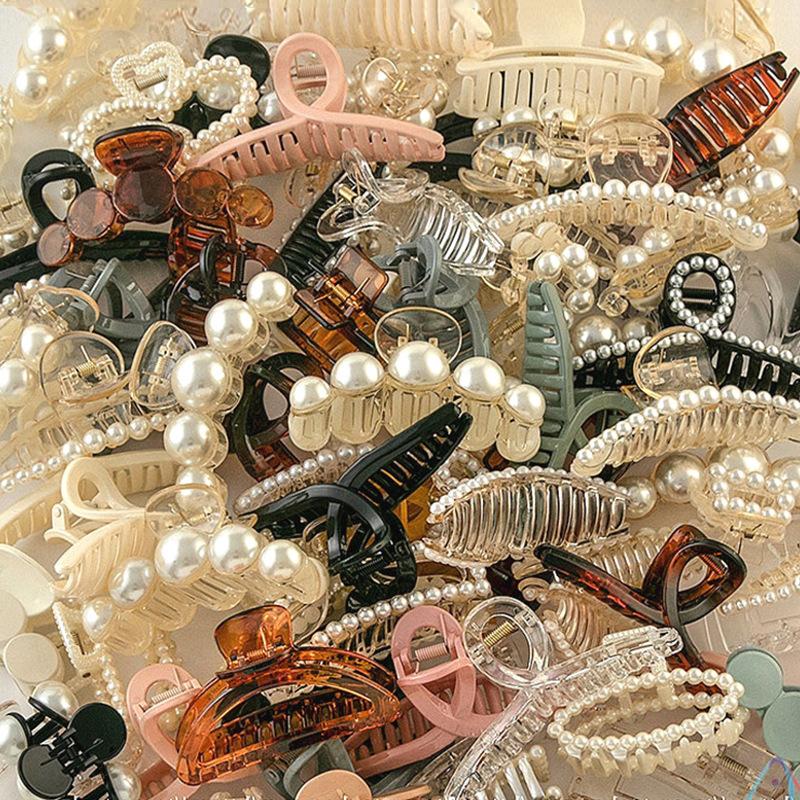 large pearl barrettes hair claw korean style shark clip metal updo hair claw hair claw clip minimalistic headdress hairpin for women