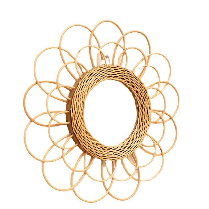 nordic rattan mirror wicker mirror hand-woven bed & breakfast decorative mirror wall decoration wall hanging photography dressing mirror