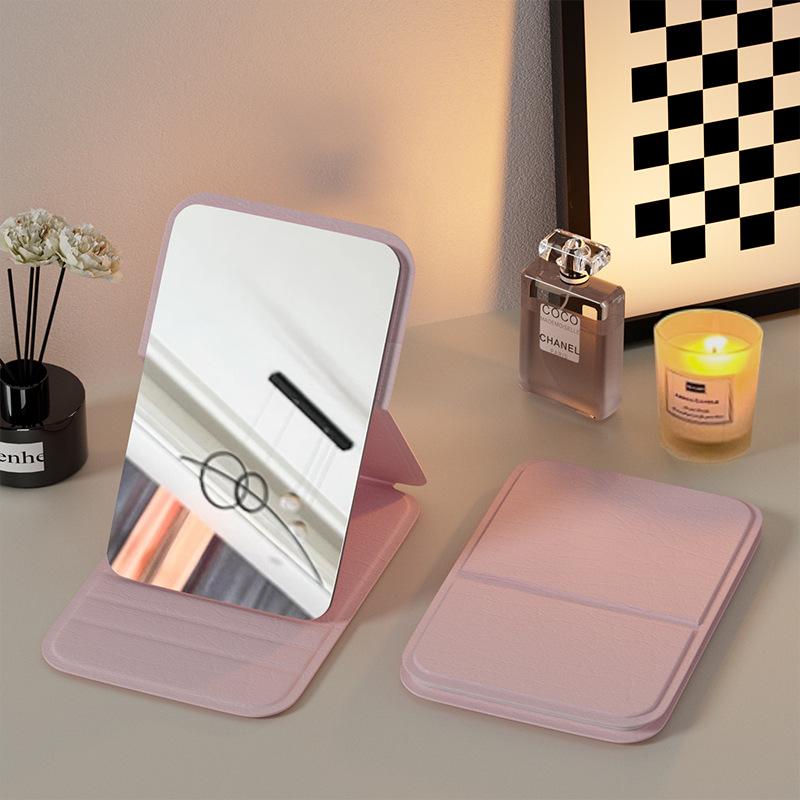 Folding Makeup Mirror Student Dormitory Desktop Foldable Dressing Mirror Portable Hand-Held Makeup Mirror for Portable Travel