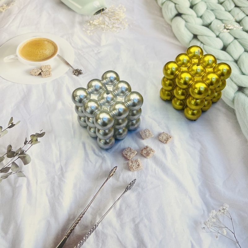 Gold and Silver Magic Cube Scented Soybean Candles Wedding Banquet Souvenirs Valentine's Day Gifts Birthday Gifts Shaped Ornaments Candles Scented Candles Christmas Tree Candles Birthday Happy Candles Birthday Candles Candles Scented candles Christmas candles Item Picture