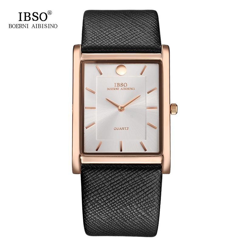 Ibso Brand Light Luxury Square Student Quartz Men's Watch Japanese Movement Leather Watch AliExpress Best-Selling