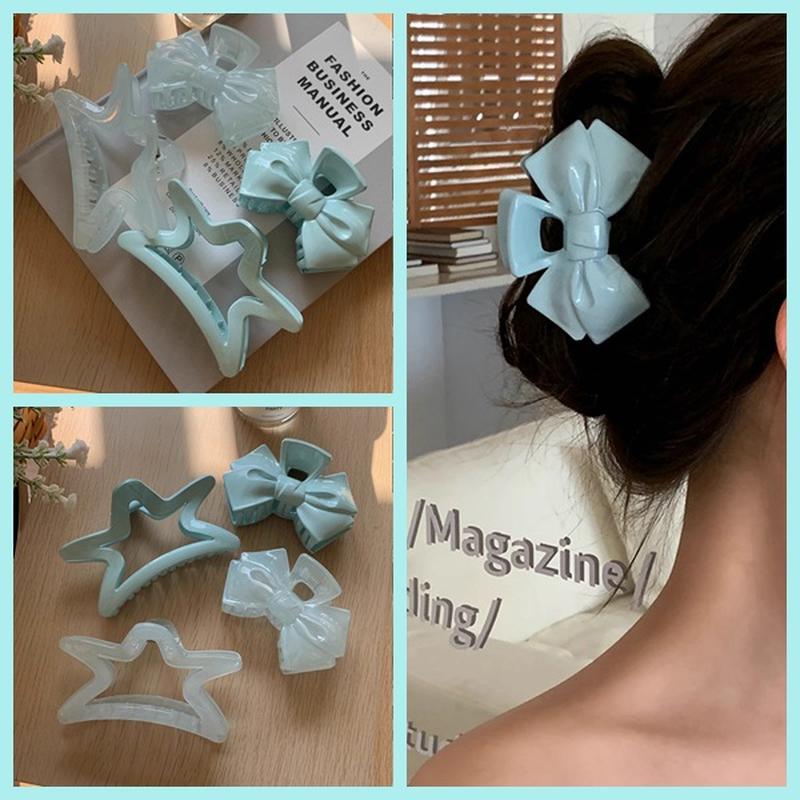 sea salt mint cream blue color hair claw large bow claw clip irregular star hairpin shark clip hair accessories