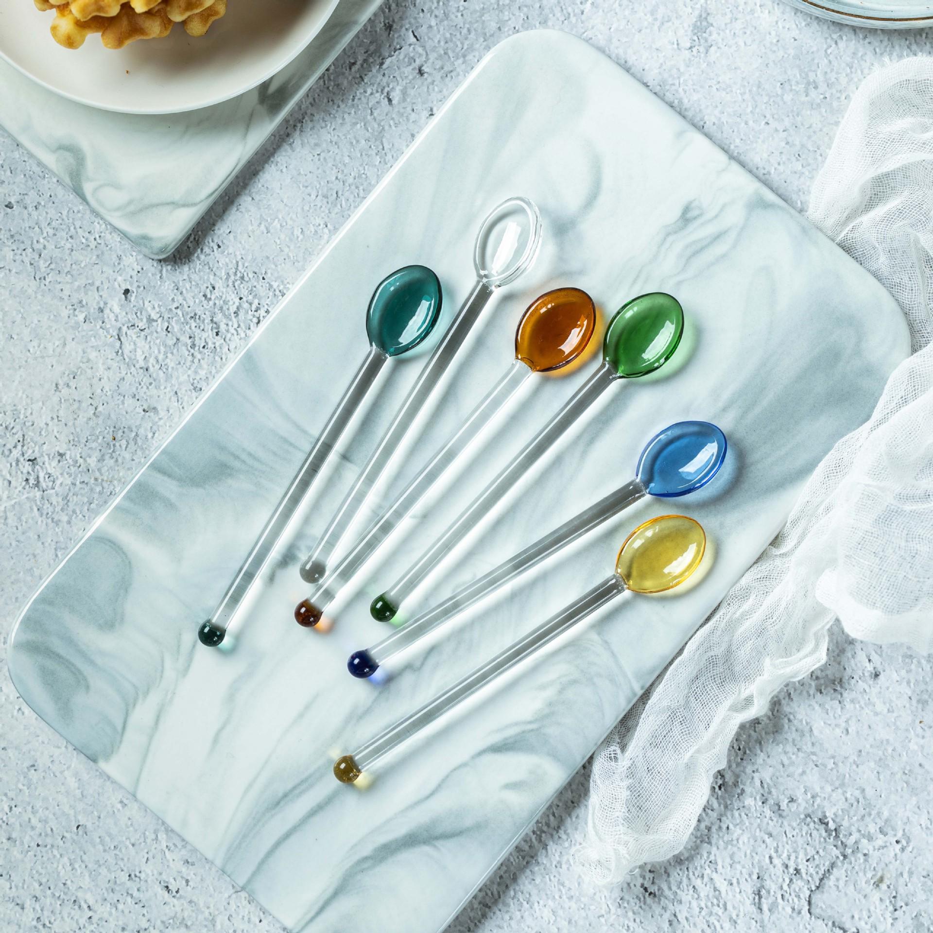 heat-resistant glass spoon heat-resistant stirring rod net red coffee dessert spoon household salt sugar spoon seasoning jar spoon tea caddy spoon