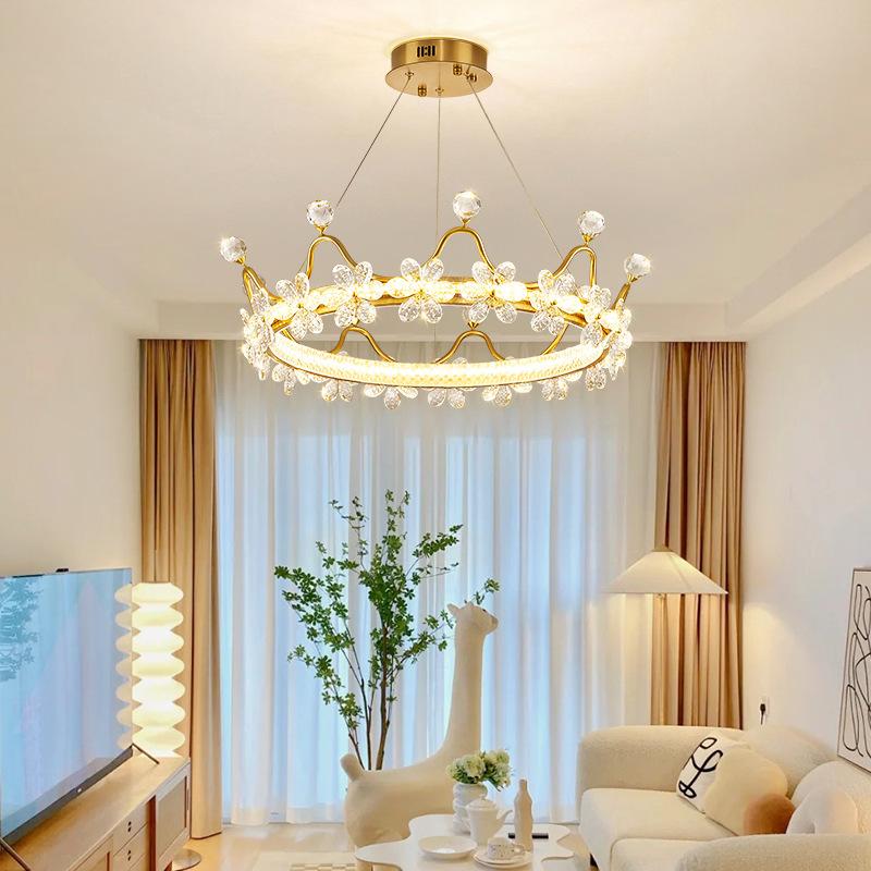 Light Luxury Chandelier Lamp in the Living Room Crown Crystal Lamp Restaurant Bedroom Whole House Villa Designer Stainless Steel Chandelier Wholesale