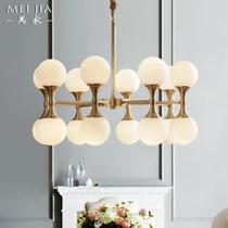 Creative Molecule Copper Living Room Chandelier Simple Dining Room Bedroom Study Hotel Guest Room Home Dining Room Hall Lamps