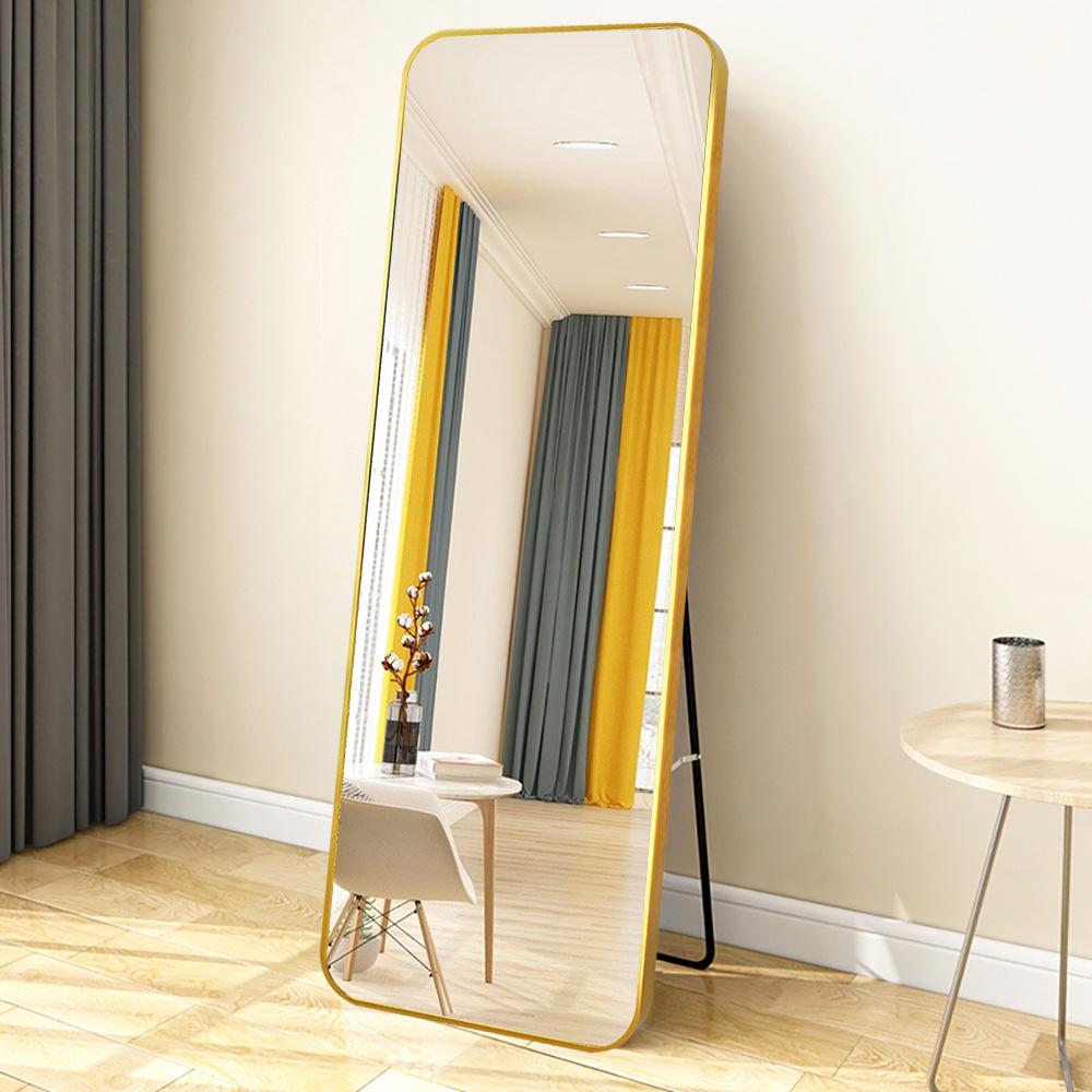 simple aluminum alloy rounded corner floor mirror wholesale dressing mirror home bedroom floor stand clothing store full-length mirror