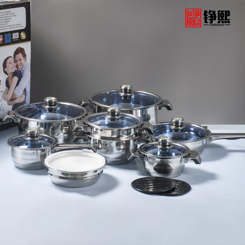 cross mirror cookware set combination household pot set export special pot set 110 pieces pot set non-stick pan