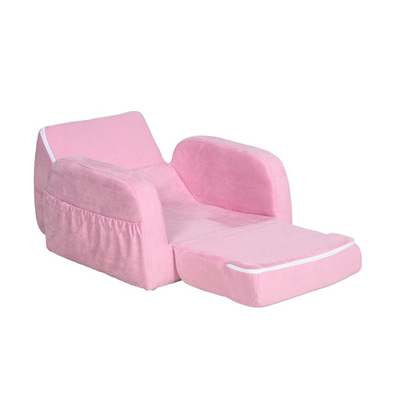 Amazon Factory Wholesale Suede Children's Folding Sofa Baby Lunch Break Chair Reading Angle Can Be Sunk Paaging