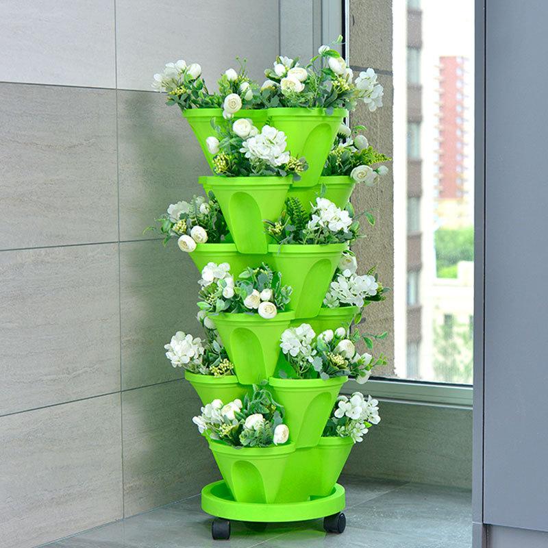 plastic flower pot three-dimensional multi-layer planting box special box for vegetable planting strawberry pot balcony planting basin creative flower pot