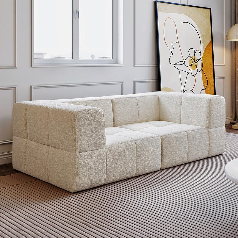 cross-border cream style teddy flannel art sofa living room modern simple small apartment compressed sofa straight row square sand