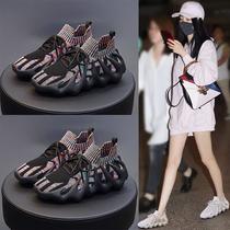 couple models socks shoes for women 2023 spring new korean style breathable sports shoes for students women running flying woven 450-7