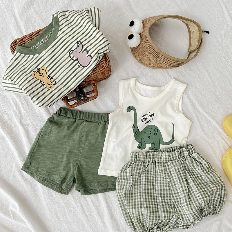 chen big pig children's clothing summer children's boys' clothes baby boy little kids baby vest suit trendy handsome thin