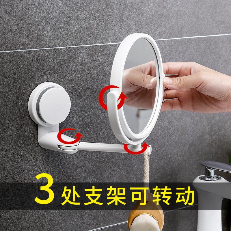 [creative] suction folding hairdressing mirror wall hanging adhesive dressing mirror punch-free rotatable cosmetic mirror round Specification drawing