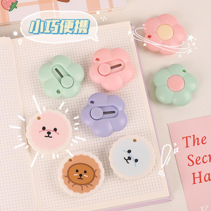 creative cute flowers art knife office student cut small blade with unpacking knife girly heart stationery adhesive tape details Picture