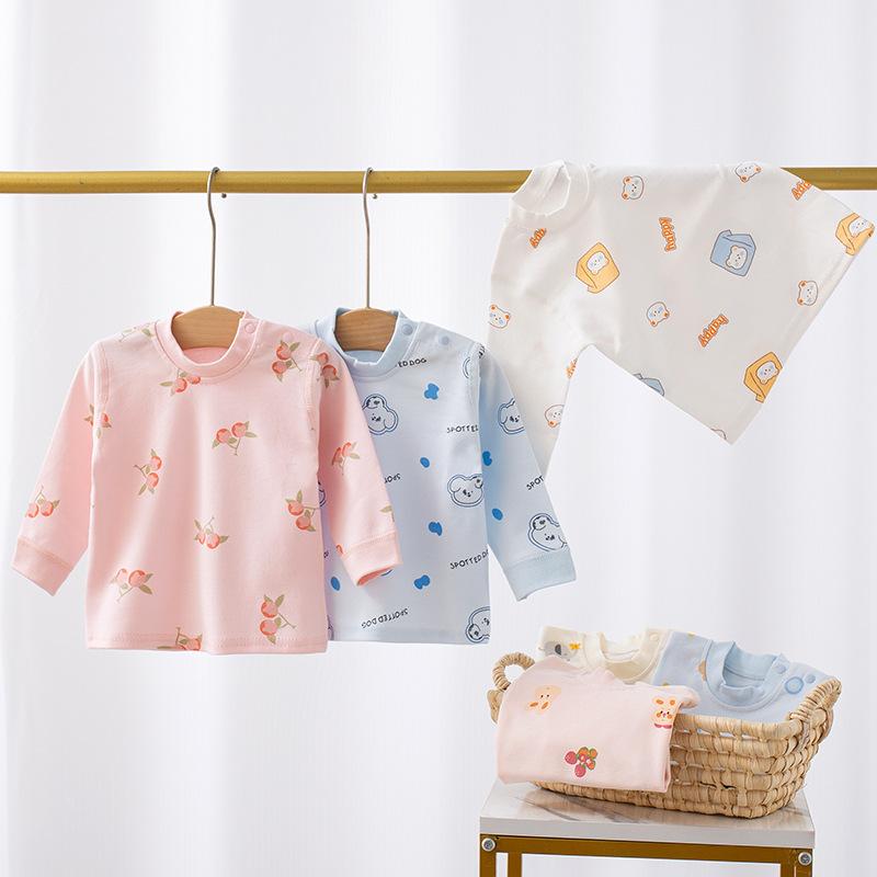 wholesale baby & kids clothes autumn clothes one-piece underwear base top pure cotton class a seamless spliging shoulder open base