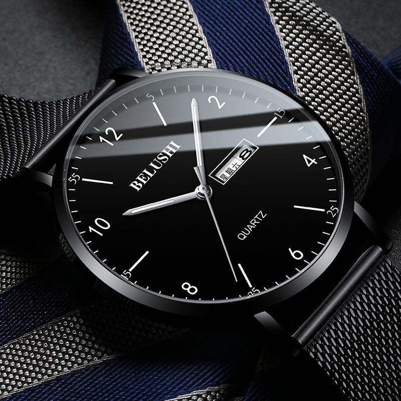 beros cross-border hot watch men's watch steel belt fashion genuine leather men's watch waterproof watch men