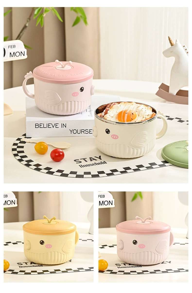 M73-9986 Children's cute cartoon 304 stainless steel bowl, soup bowl handle, baby food bowl, student soup bowl, fish lunch box detail image 11