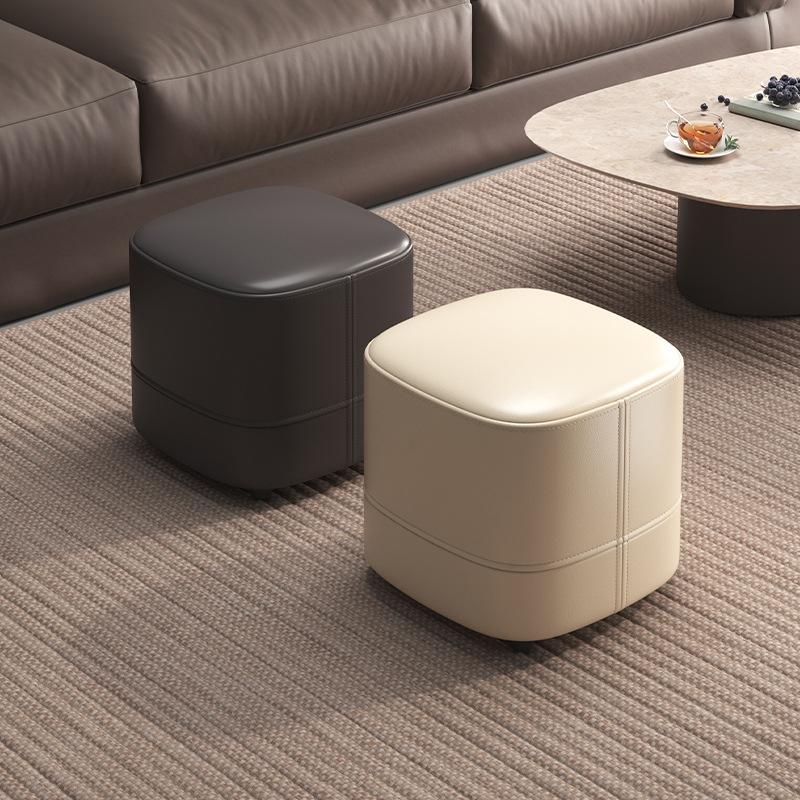leather low stool household minimalist sofa stool bedroom cosmetic chair living room square stool soft bag small bench household small stool
