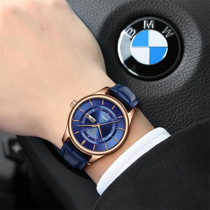 ruizhiyuan men's watch manufacturer business round quartz watch men's watch waterproof leather-belt watch mechanical fashion accessories watch