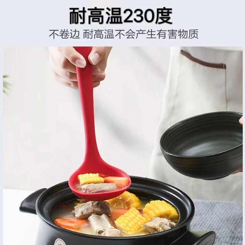 silicone spoon household edible silicon spoon kitchen non-stick pan special large thickened long handle soup and porridge spoon