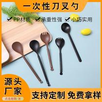 disposable plastic fork and spoon cake individually packaged coffee spoon for stirring fruit fork spoon thickened take out take away