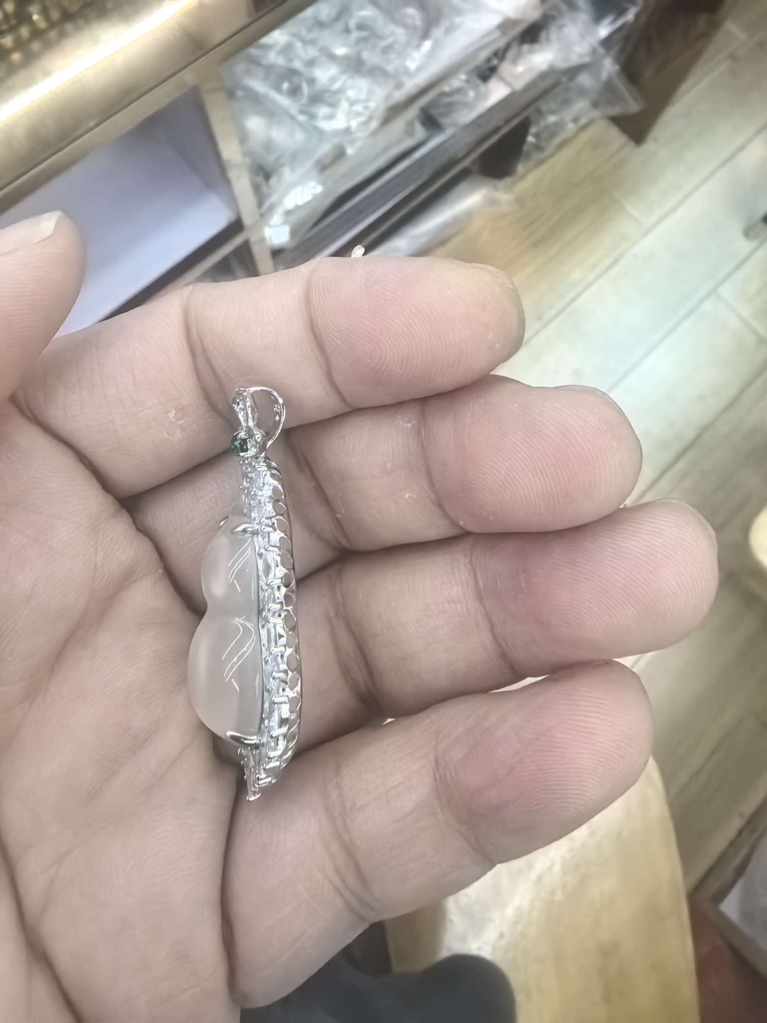 纯银高冰透玉髓葫芦吊坠，髓缘珠宝，2024112501详情图2