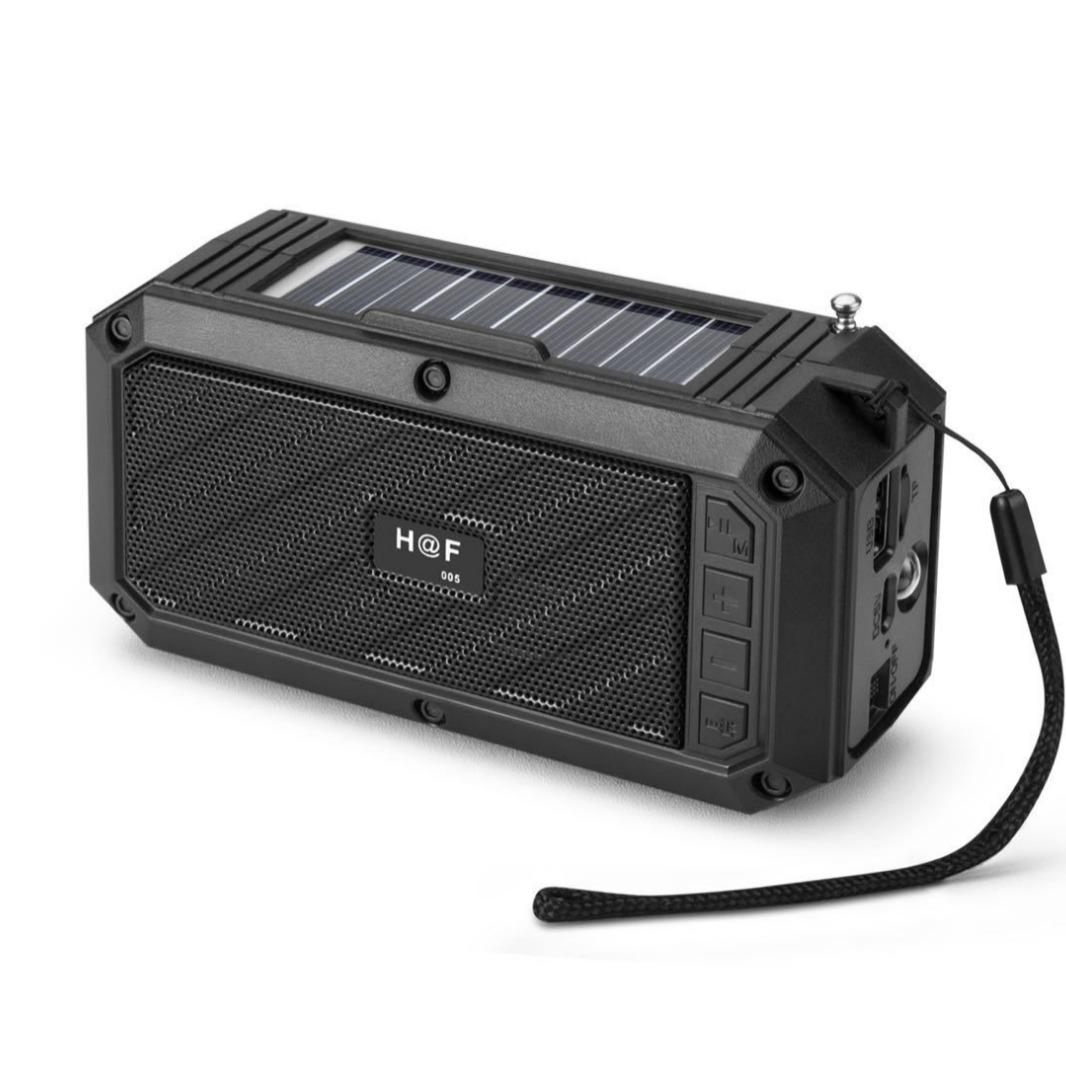 hf-005 new hot sale solar panel flashlight bluetooth speaker running radio african bluetooth audio