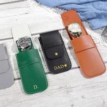 in stock solid color pu leather watch bag pocket leather watch storage protective case travel leather watch box