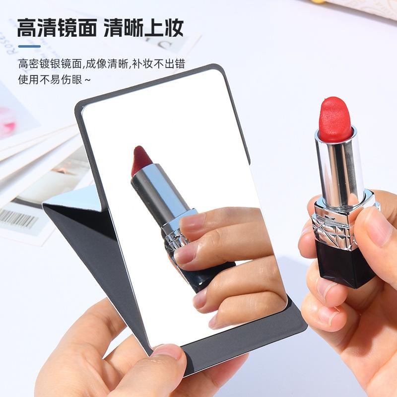pu leather stainless steel folding hairdressing mirror three fold dressing mirror portable make-up mirror gift student portable mirror set logo Specification drawing