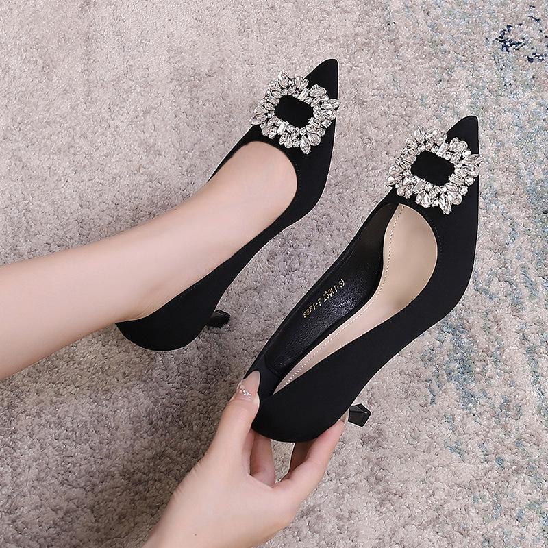 foreign trade 41-43 plus size pointed high heels women's stiletto heel 2023 new temperament commute black thin shoes small size 33