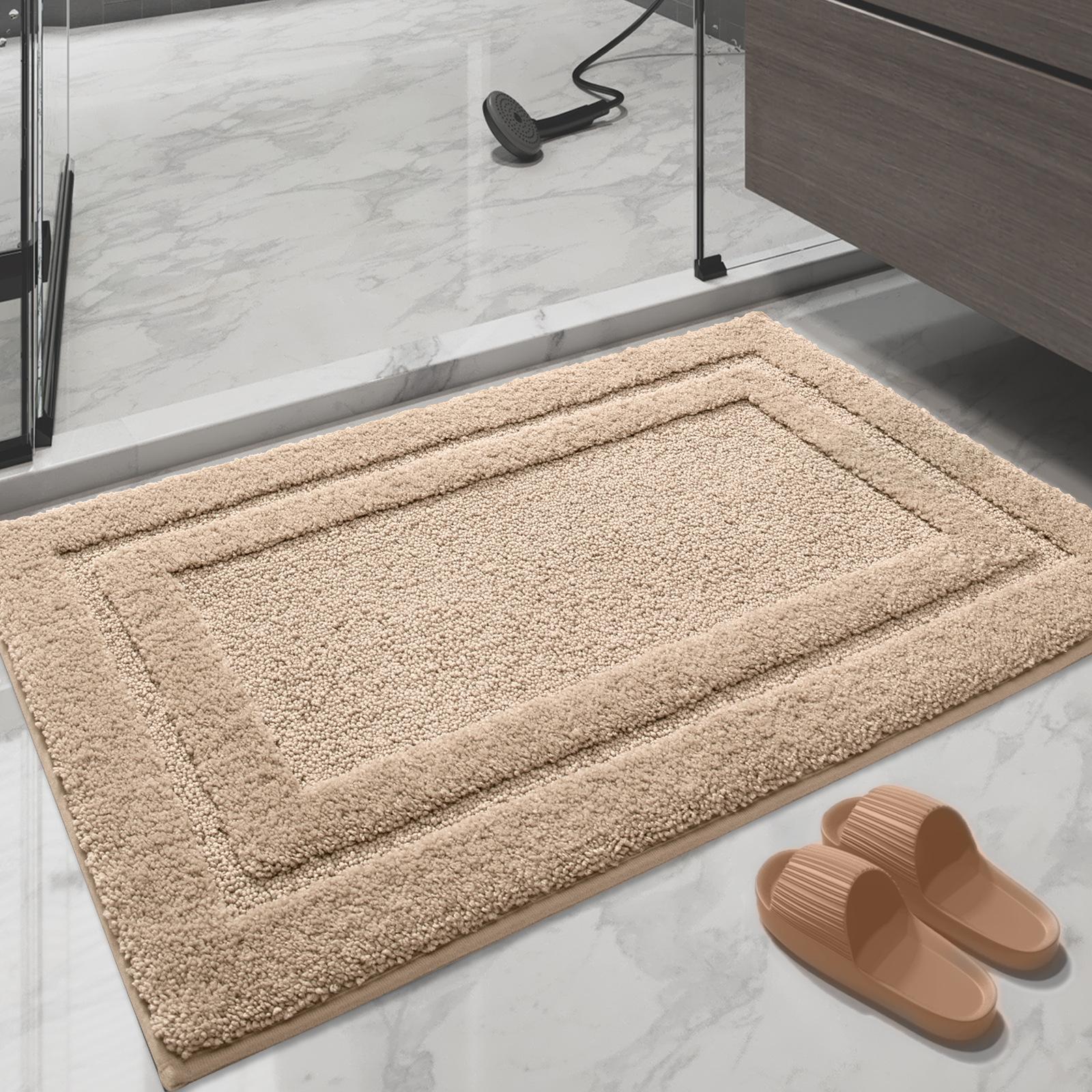 cross-border solid color ins bathroom mats household bathroom doorway non-slip mat bathroom flocking thickened absorbent carpet