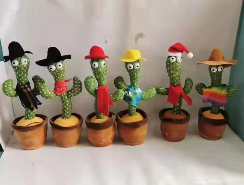 新款带彩光扭脖子唱歌儿童电动玩具毛绒仙人掌男孩女孩玩具详情3