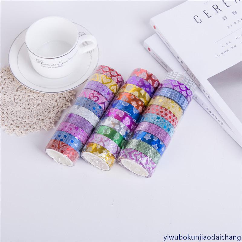 creative diy handmade paste decorative lace color glitter glitter paper gold dust tape adhesive tape wholesale 10 colors/barrel