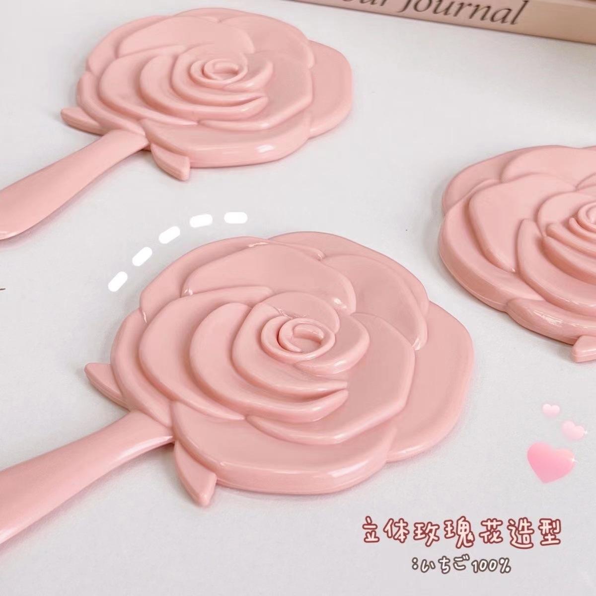 european retro rose flower small mirror creative plastic mirror beauty dressing mirror makeup hand-hold mirror portable mirror Specification drawing